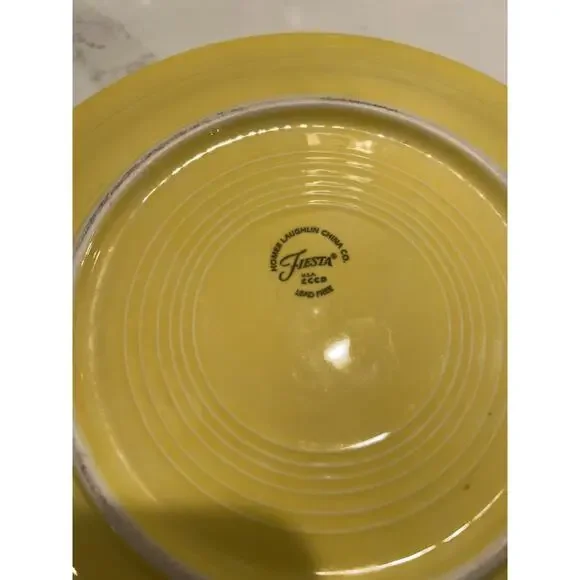 Vtg Homer Laughlin Fiesta Sunflower Plates 10.5" Set Of 2 Dinner Large Plates - Picture 6 of 7